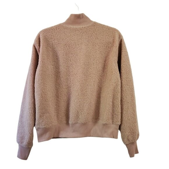 Topshop Sweater Womens 4 Blush Pink Sherpa Half Zip Pullover Outdoor Long Sleeve - Picture 2 of 10